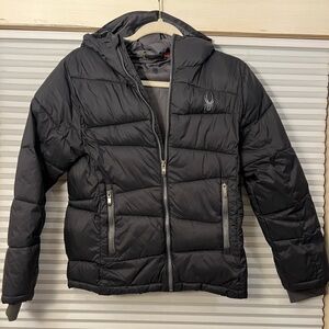 Spyder Black Quilted Jacket with Hood